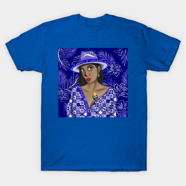 panama girl the muse with talavera pattern in ecopop style T-Shirt by jorge_lebeau